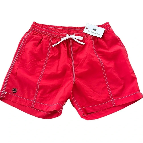 NWT southern proper Mens Medium Red Unlined Swim Shorts Trunks New 5” - Picture 1 of 5